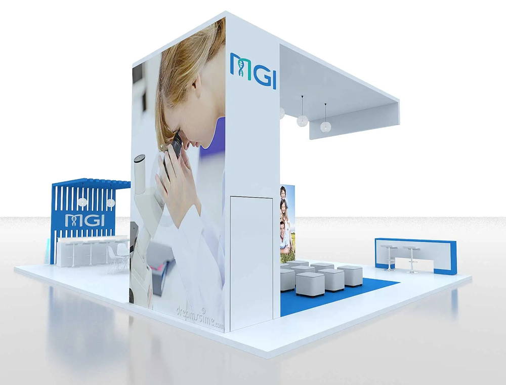 Booth with open design and product displays